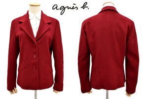 L-1637* super-beauty goods *agnes b. Agnes B * regular goods autumn winter cashmere France made red red color compression Ram wool jacket 2