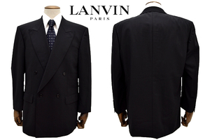 L-1656★新品同様 超美品★LANVIN CLASSIQUE ランバン クラシック★正規品 ブラック黒色ブレザー ダブル テーラードジャケット R50-46