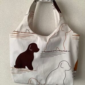 トートバッグ ファスナー付き 犬柄