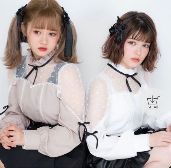 夢展望 DearMyLove ハートドットヨーク切替リボンブラウス ホワイト 新品未開封