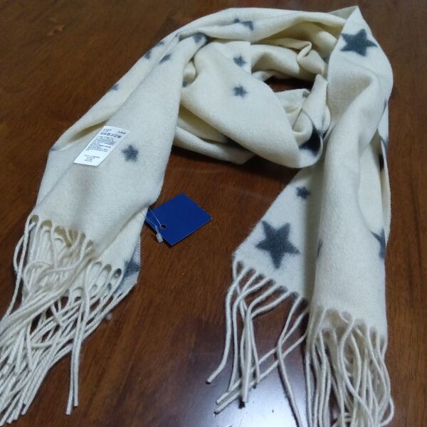 カシミヤ100% マフラー オフホワイト 無地 レディース キッズ ニット ウール カシミア100% 新品 美品 白色