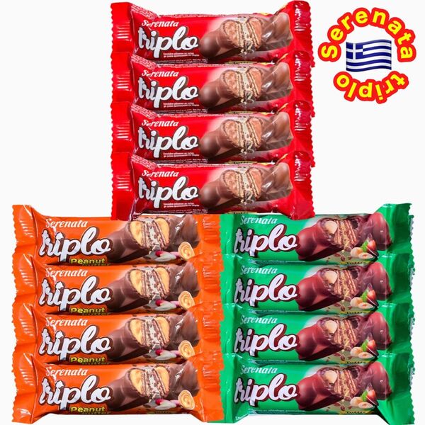 ◆人気商品◆輸入菓子・セレナタトリプロ(チョコ④・ピーナッツバター④・ヘーゼルナッツ④)・3種類MIX/12本セット/大好評/甘党
