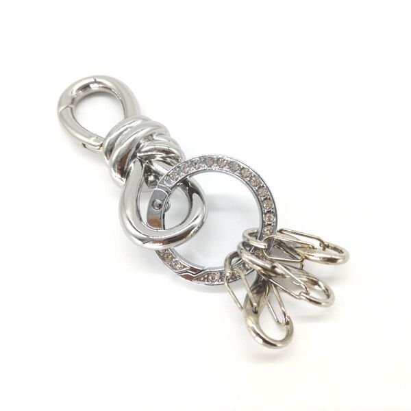 リボン型カラビナ シルバーアクセサリーキーホルダー おしゃれ パーツ アメカジ