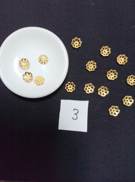 ビーズキャップ 花座 シルバー、ゴールド、ブラック 6mm〜15mm 各100個