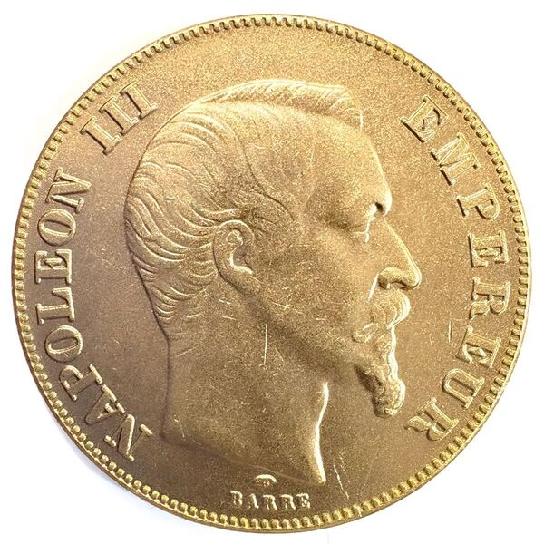フランス ナポレオン3世 50フラン金貨 1855 A 無冠 レプリカコイン
