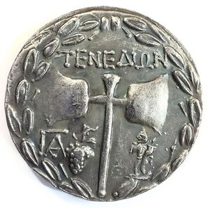 古代ギリシャ テネドス ゼウスとヘラ テトラドラクマ銀貨 ラブリュス 二重斧 レプリカコイン