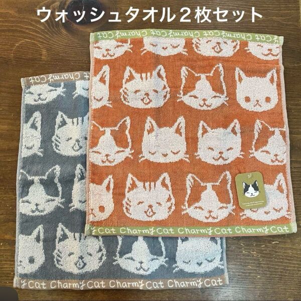 【新品】ふわふわ無撚糸 ウォッシュタオル チャーミーキャット ネコ 入園入学準備