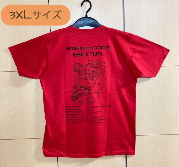 【サイズ3XL 赤】E07Aエンジンイラスト オリジナルTシャツ (BEAT PP1) (送料無料)