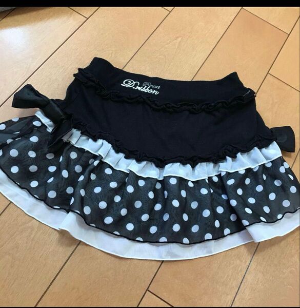 クーポン使用300円 リボン 水玉 フリルスカート 120センチ
