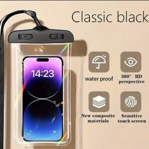 防水カバー クリア iPhone ケース 全面保護 ブラック海 プール