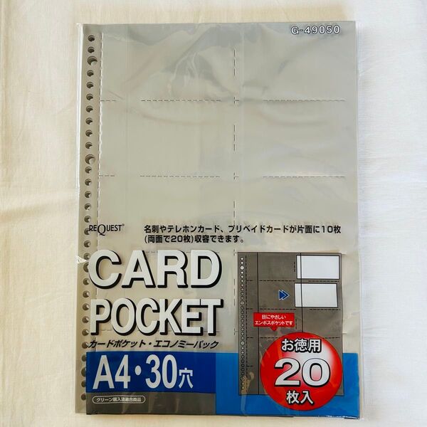 リヒトラブ 名刺用ポケット A4 20枚入 G49050 透明