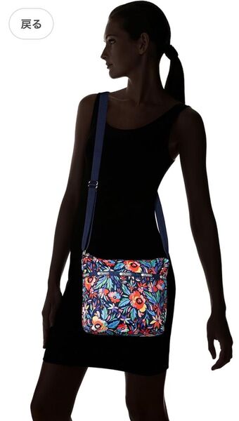 訳あり LESPORTSAC 花柄 ショルダーバッグ ネイビー
