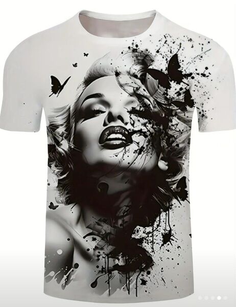 【数量限定】Tシャツブラック&グレーモンローのアートデザインのTシャツ