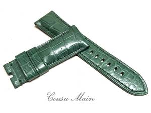 【CousuMain】26mm-22mm （PANERAI パネライ 47mmケース）向 クロコダイル　×　防水ラバーレザー 尾錠用 クロコ時計ベルト R541