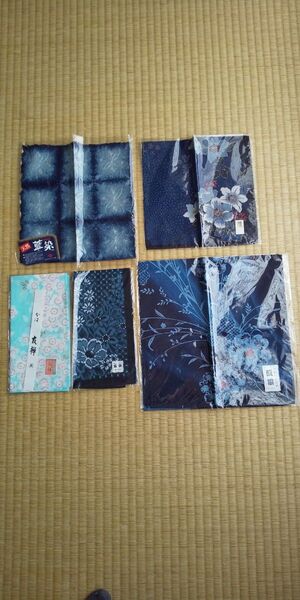 藍染 友禅ハンカチ 5枚