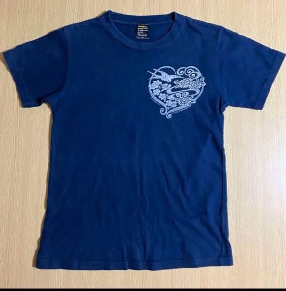 沖縄HabuBox ハブボックス ちむぐくる ハート柄 ネイビー 半袖Tシャツ