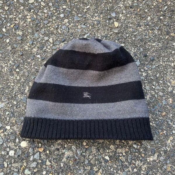 BURBERRY BLACK RABEL ビーニー モヘア ボーダーリバーシブル ニットキャップ