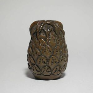 根付 パイナップル 柘植 木彫品 木製 彫刻品 現品お渡し na07-d2-8