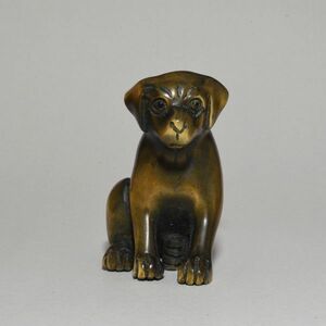 根付 犬 柘植 木彫品 木製 彫刻品 現品お渡し イヌ na07-d2-26