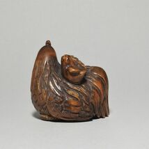 根付 鶏の親子 柘植 木彫品 木製 彫刻品 現品お渡し ニワトリ na07-e2-30_画像2