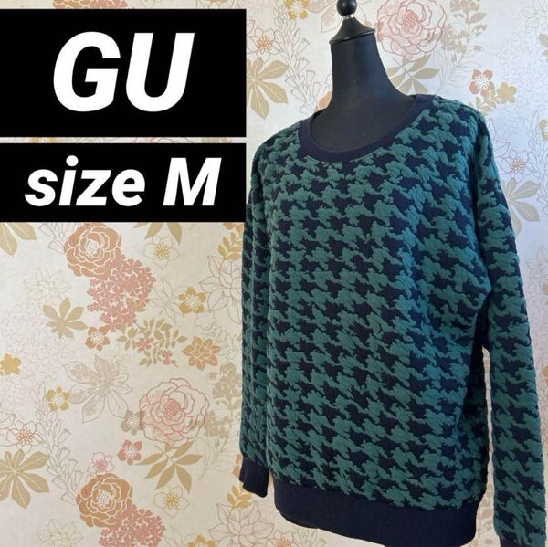 GU レディース スウェット トレーナー M 千鳥柄 プルオーバー