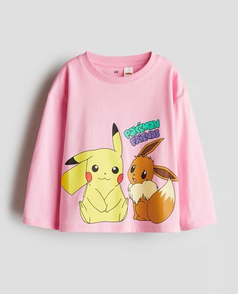 H&M Tシャツ ポケモン 長袖トップス Tシャツ ピンク ピカチュウ イーブイ 135/140cm