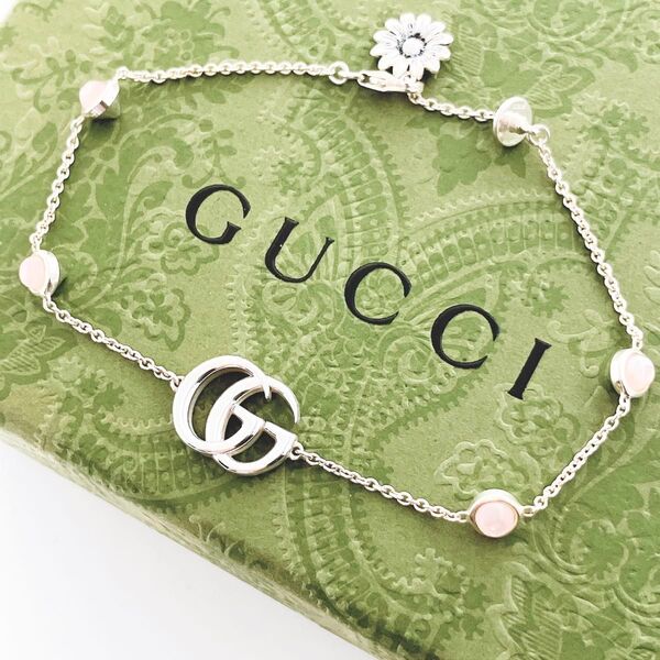 洗浄済*グッチ GUCCI 925 ブレスレット シルバー レディース OT285 フェイクパール