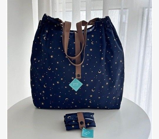【匿名配送】折りたたみエコバッグ ショッピングバック コンパクト 星柄 大容量