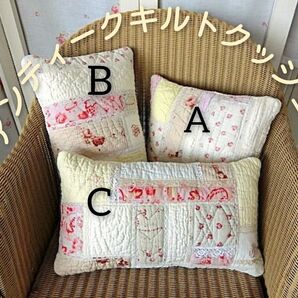 C・アンティークキルトパッチクッションカバー 横長