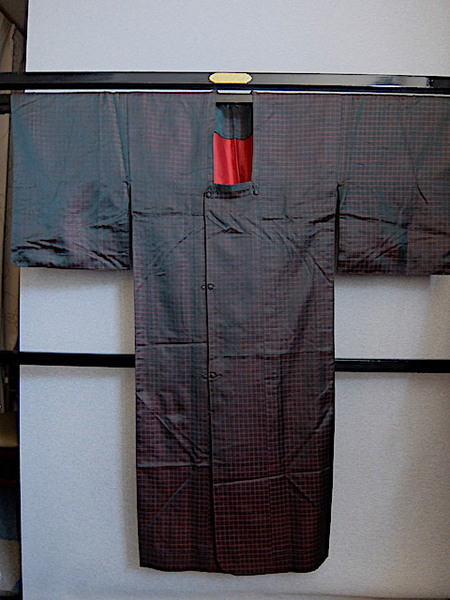 重③606)アンティーク玉虫色雨コート 身丈130 袖丈49 袖巾33 裄65 後巾30 前巾20