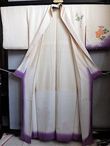 M3545B) 裾紫花付下げ　身丈155　袖丈48　袖巾32,5　裄65　前巾21,5　後巾29,5_画像2