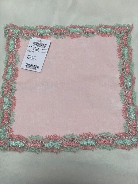 近沢レース ハンカチ マカロン サーモンピンク