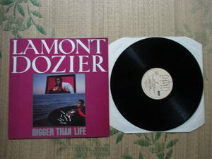 LP Lamont Dozier「BIGGER THAN LIFE」輸入盤 FIEND12 England製 美盤なるもB面のレーベルとスリーブに経年変化でシミ ジャケットは綺麗