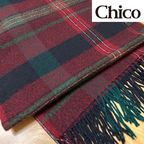 Chico フーズフーチコ 大判ストール マフラー レディース チェック レッド
