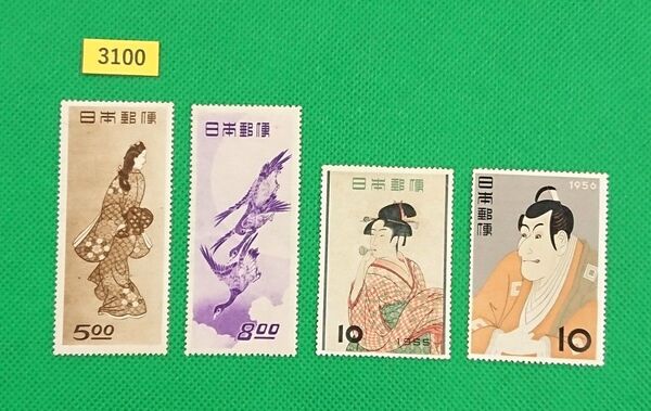 激安!月に雁/見返り美人/ビードロ/東洲斎写楽/趣味週間4種/糊落ち・シミ・シワ等状態混合/カタ価41,500円/№.3100