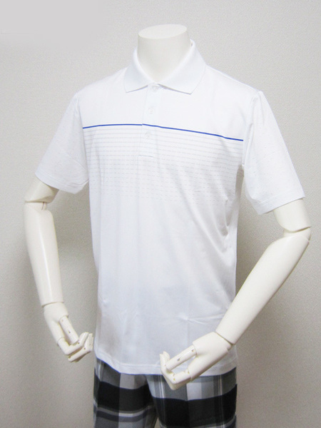 新品 送料無料 アディダスゴルフ COOLMAX クールマックス ピュアモーション デジタルストライプ 半袖ポロシャツ 日本Ｍサイズ(ment48)