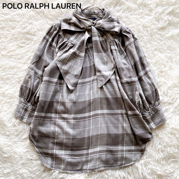 POLO RALPHLAUREN ポロラルフローレン ボウタイ チェックシャツ XS ブラウス 現行タグ レディース トップス
