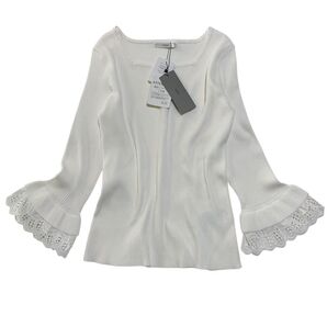 【新品】index インデックス ニット 長袖 リブニット 袖フリル ホワイト UV加工 サイズS