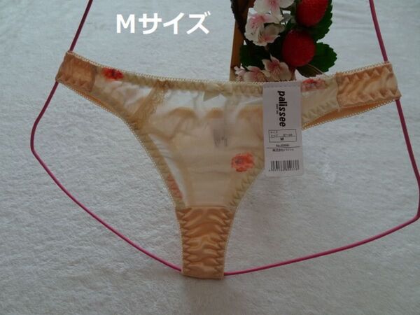 R104★★【最終品】フロント模様♪Tバックショーツ (ベージュ系)M