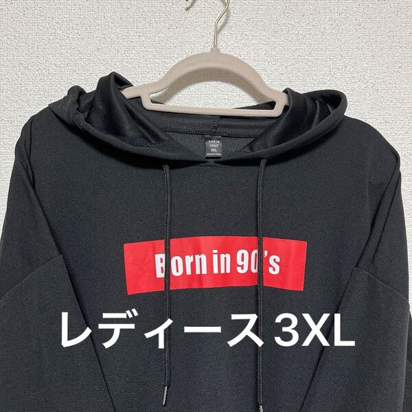 3XL(5L程度) レディース SHEIN ブラック パーカー