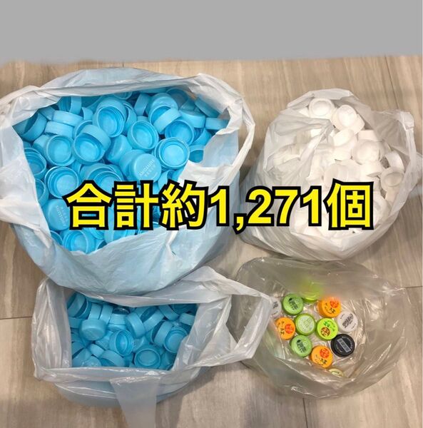 ペットボトルキャップ 約1,271個 蓋 白 水色など 大量