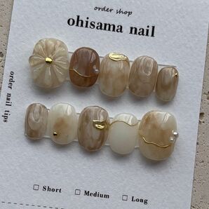 110.ネイルチップ ニュアンス 淡色 ぷっくり フラワー ミラー くすみカラー パール