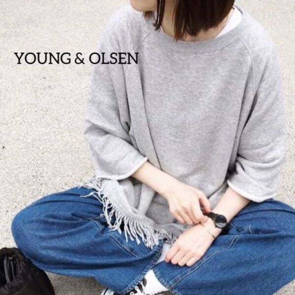 YOUNG & OLSEN ヤングアンドオルセン ビッグウエスタンプルオーバー フリンジ スウェット