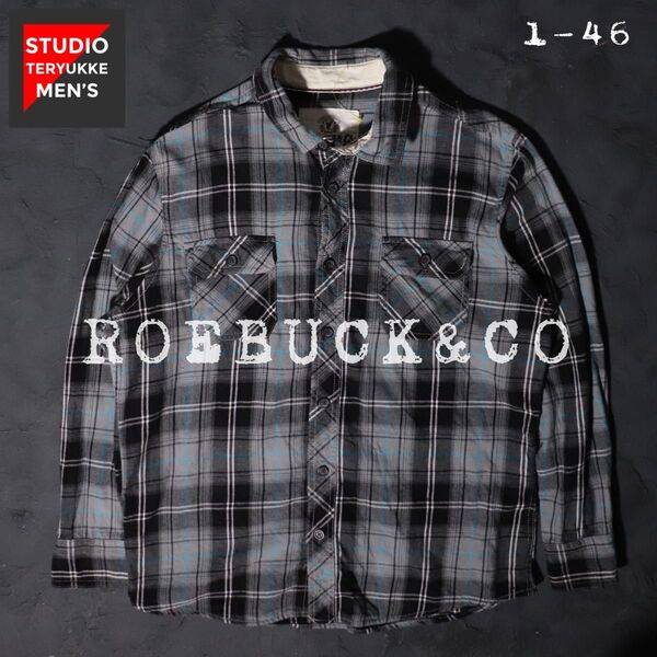 ROEBUCK&CO ネルシャツ チェック グレー系 古着 L