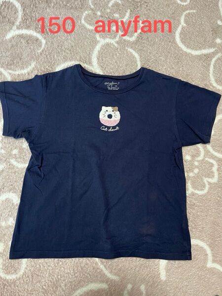 クーポン使用可能!150 anyfam ネイビー 半袖 Tシャツ 半袖Tシャツ カットソー Tシャツ