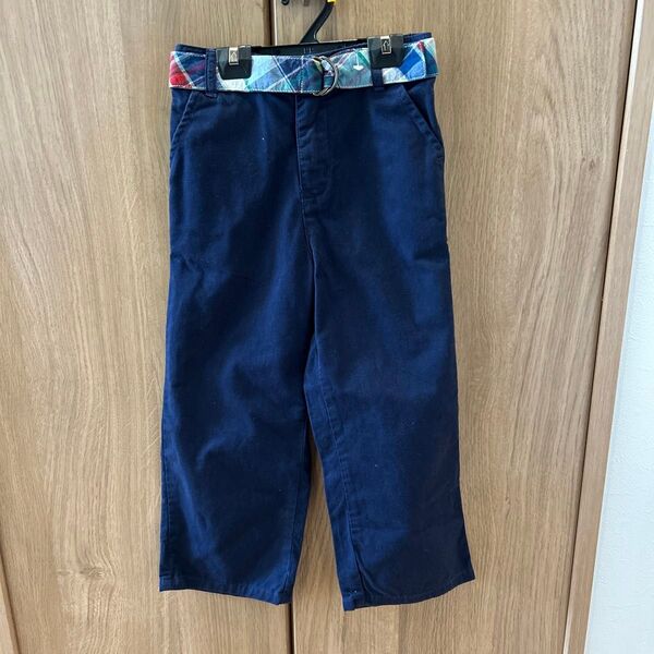 RALPH LAUREN キッズ ネイビー チェック柄ベルト付きパンツ 4T