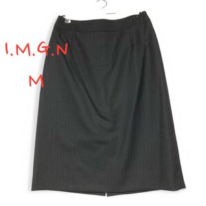 I.M.G.N スカート ひざ丈 ウール100 Mサイズ 無地 ブラック