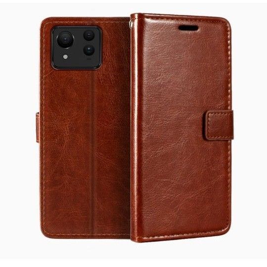 Asus Zenfone 11 Ultra 用 ケース 手帳型 耐摩擦 横置き機能 マグネット カードポケット (ブラウン)