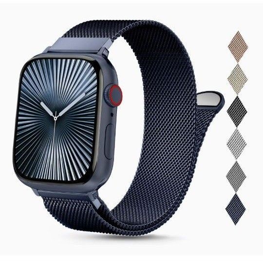 アップルウォッチバンド 38mm 40mm 41mm Apple Watchバンド 男女兼用 マグネット メッシュ ダークブルー