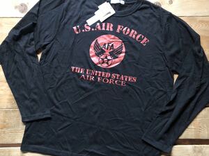 ★アーミー USエアフォース 黒 ロンT ミリタリー 米軍★空軍 ワーク US.AIR FORCE アメカジ USAF ガレージ 世田谷 ブラック 定価4860円